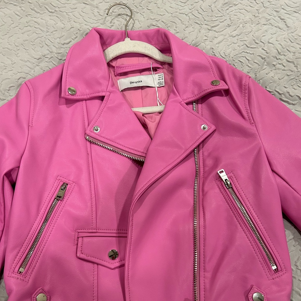 Pink Bershka faux leather jacket